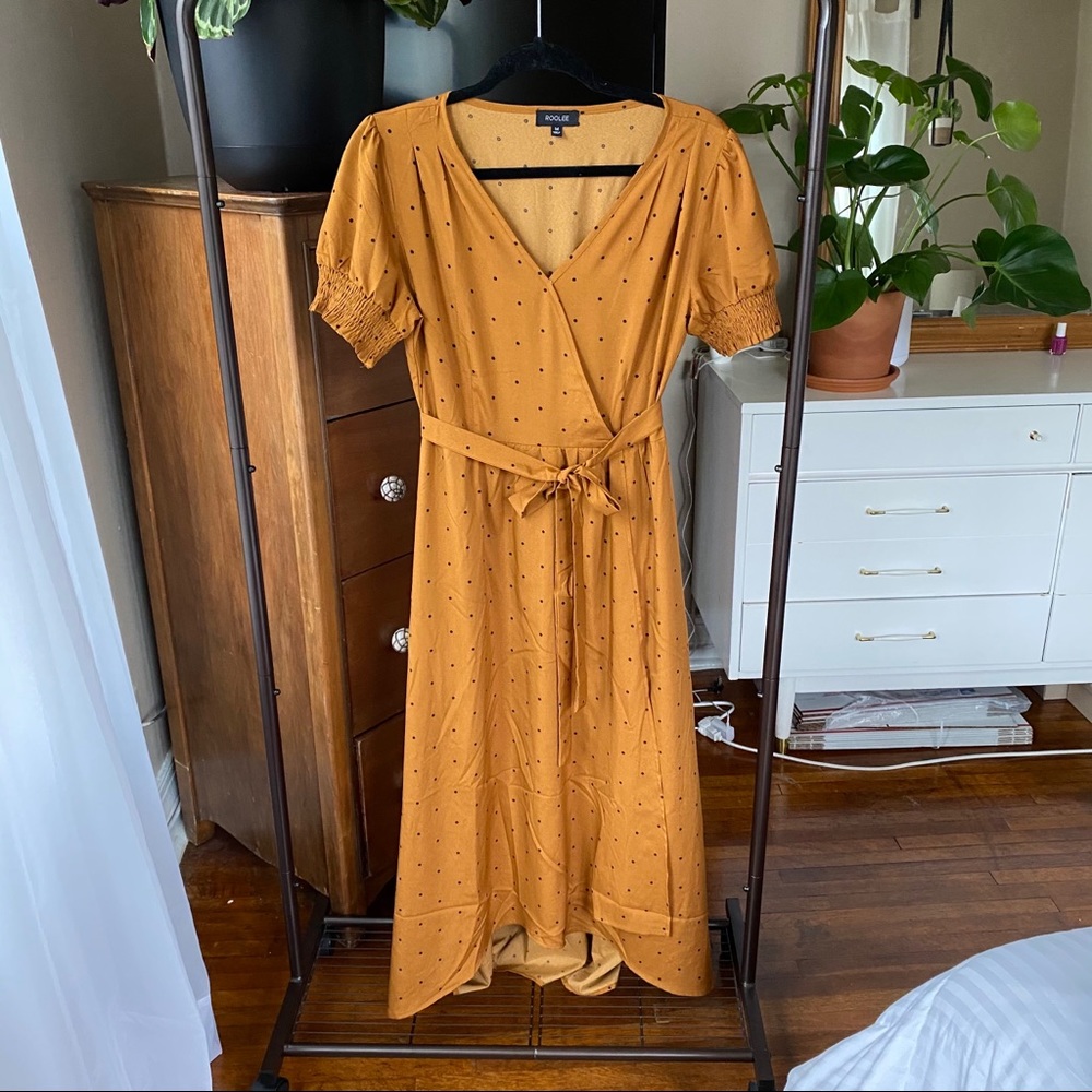 EUC | Roolee | Golden Polka Dot Dress
